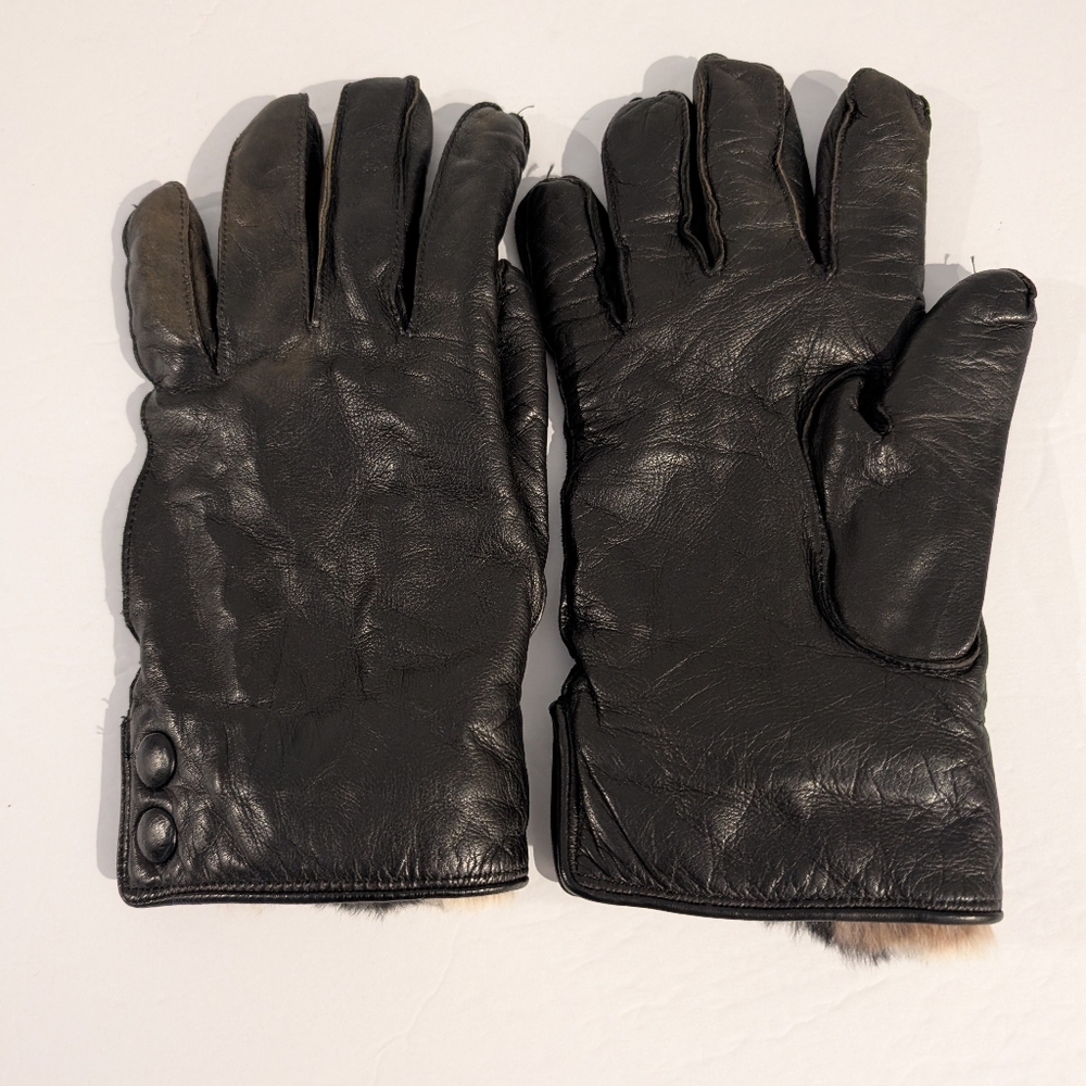Men's Harry Rosen Lined Black Leather Gloves Size Small